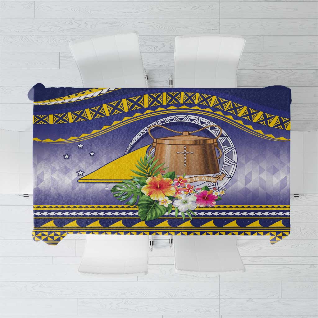 Tokelau Tuluma Tablecloth Polynesian Tropical Flowers LT9 Blue - Polynesian Pride
