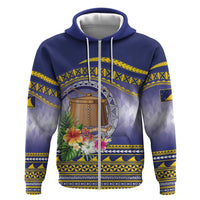 Tokelau Tuluma Zip Hoodie Polynesian Tropical Flowers LT9 Zip Hoodie Blue - Polynesian Pride