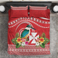 Wallis et Futuna Kingfisher Bedding Set Polynesian Tropical Flowers LT9 Red - Polynesian Pride
