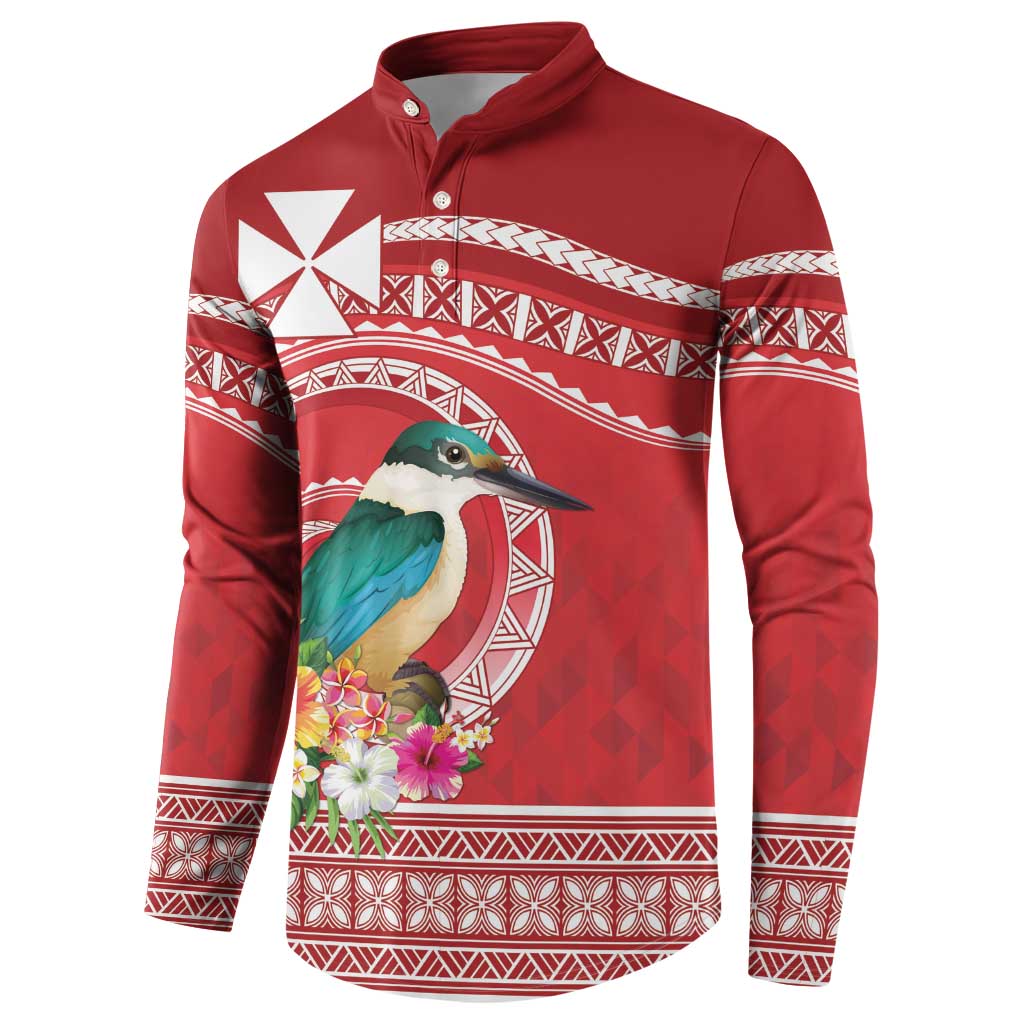 Wallis et Futuna Kingfisher Button Sweatshirt Polynesian Tropical Flowers LT9 - Polynesian Pride