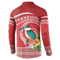 Wallis et Futuna Kingfisher Button Sweatshirt Polynesian Tropical Flowers LT9 - Polynesian Pride