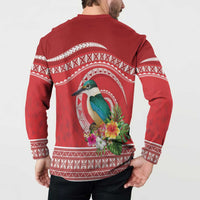 Wallis et Futuna Kingfisher Button Sweatshirt Polynesian Tropical Flowers LT9 - Polynesian Pride