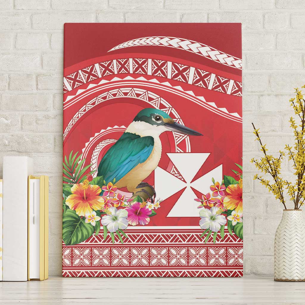 Wallis et Futuna Kingfisher Canvas Wall Art Polynesian Tropical Flowers LT9 Without Frame Red - Polynesian Pride