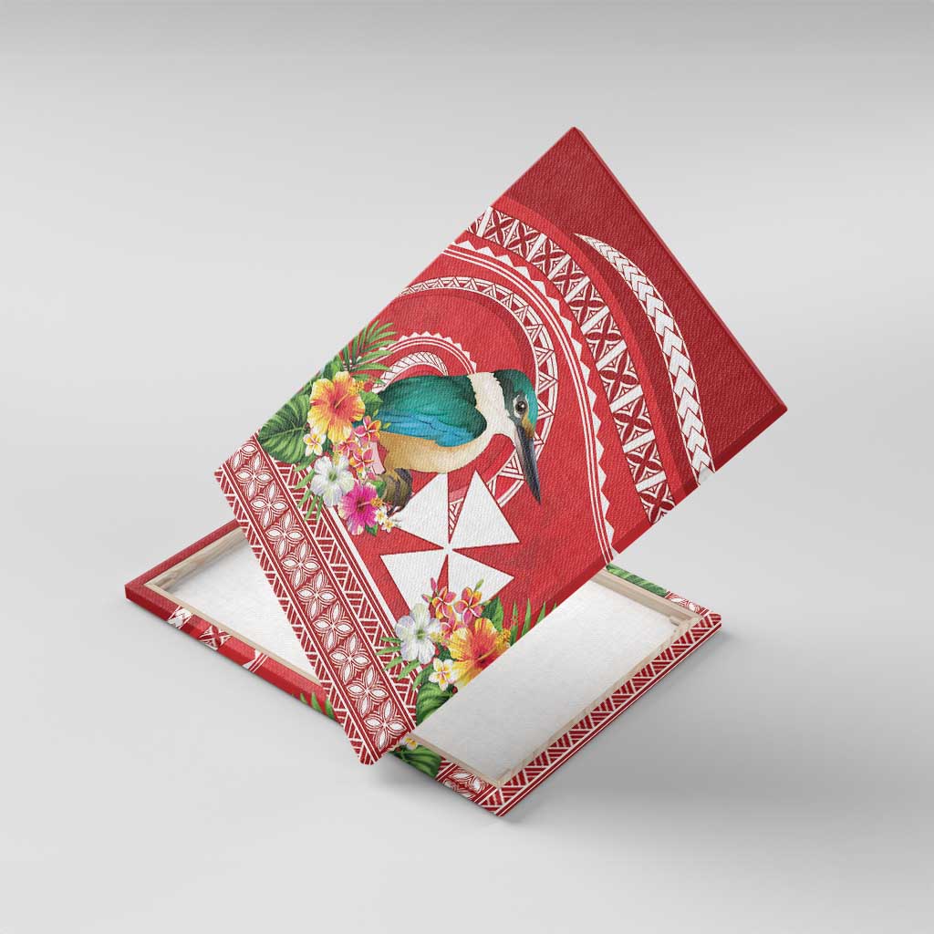 Wallis et Futuna Kingfisher Canvas Wall Art Polynesian Tropical Flowers LT9 With Frame Red - Polynesian Pride