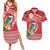 Wallis et Futuna Kingfisher Couples Matching Summer Maxi Dress and Hawaiian Shirt Polynesian Tropical Flowers