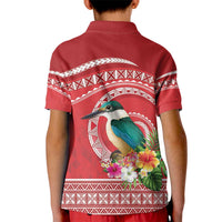 Wallis et Futuna Kingfisher Kid Polo Shirt Polynesian Tropical Flowers LT9 - Polynesian Pride