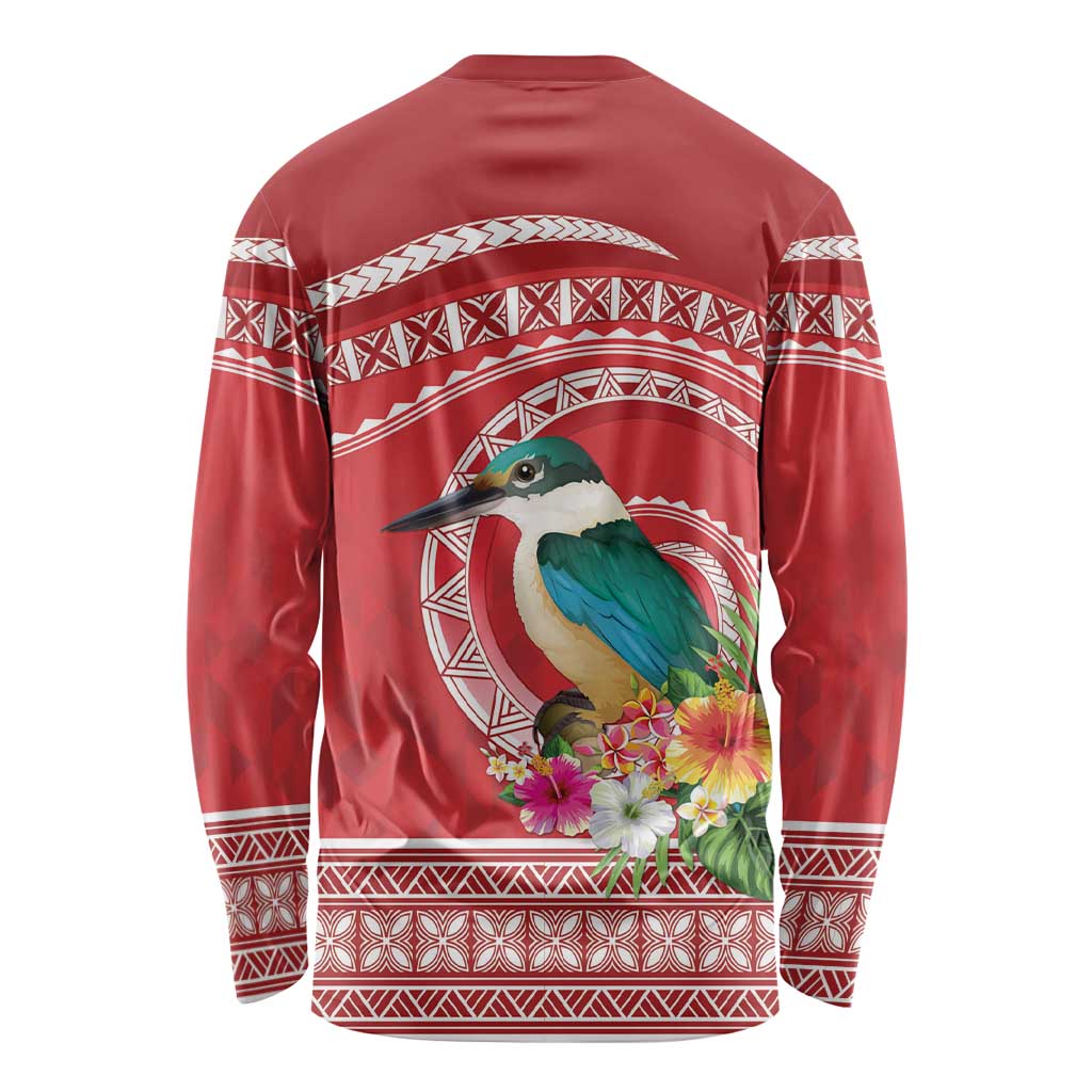 Wallis et Futuna Kingfisher Long Sleeve Shirt Polynesian Tropical Flowers LT9 - Polynesian Pride