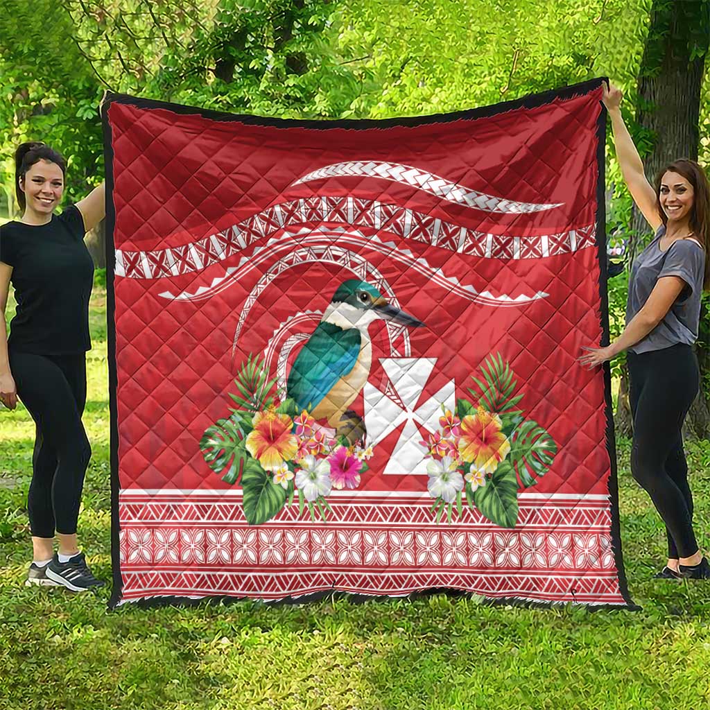 Wallis et Futuna Kingfisher Quilt Polynesian Tropical Flowers LT9 - Polynesian Pride
