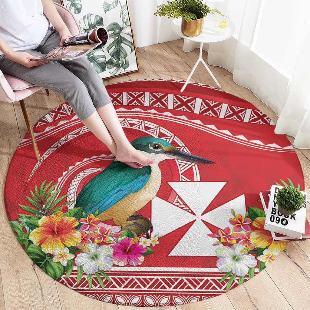 Wallis et Futuna Kingfisher Round Carpet Polynesian Tropical Flowers LT9 - Polynesian Pride