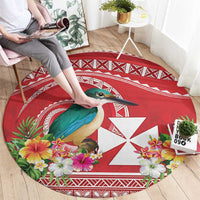 Wallis et Futuna Kingfisher Round Carpet Polynesian Tropical Flowers LT9 - Polynesian Pride