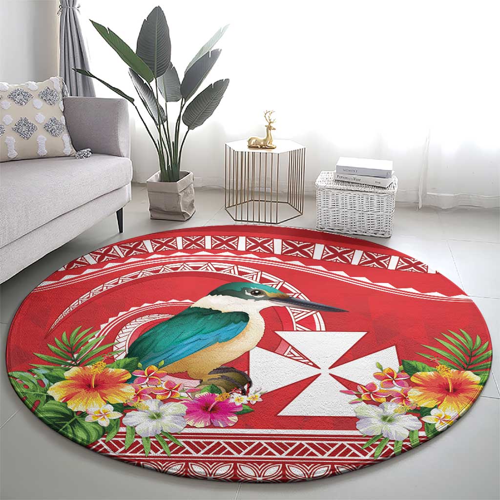 Wallis et Futuna Kingfisher Round Carpet Polynesian Tropical Flowers LT9 - Polynesian Pride