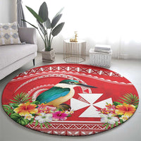 Wallis et Futuna Kingfisher Round Carpet Polynesian Tropical Flowers LT9 - Polynesian Pride