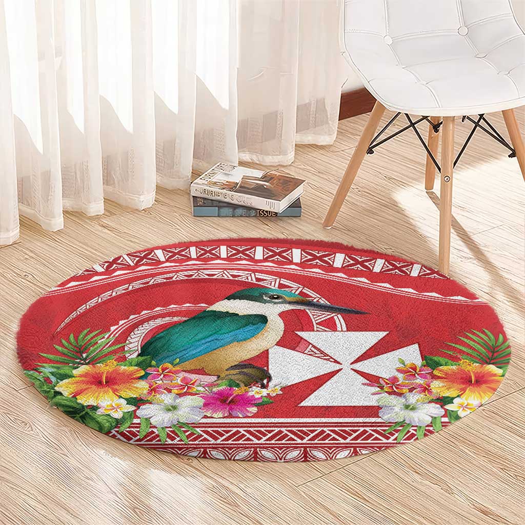 Wallis et Futuna Kingfisher Round Carpet Polynesian Tropical Flowers LT9 - Polynesian Pride