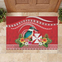 Wallis et Futuna Kingfisher Rubber Doormat Polynesian Tropical Flowers LT9 Red - Polynesian Pride