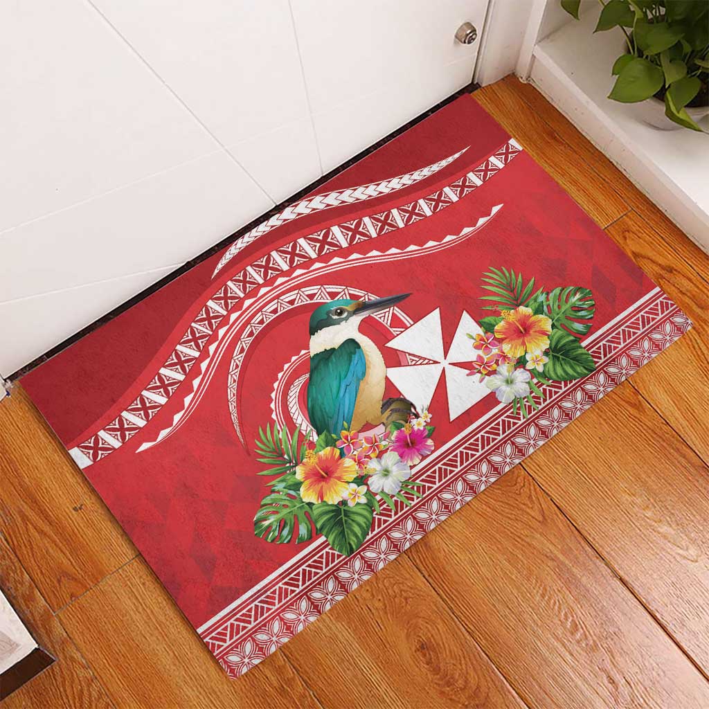 Wallis et Futuna Kingfisher Rubber Doormat Polynesian Tropical Flowers LT9 - Polynesian Pride