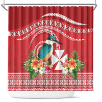 Wallis et Futuna Kingfisher Shower Curtain Polynesian Tropical Flowers LT9 Red - Polynesian Pride
