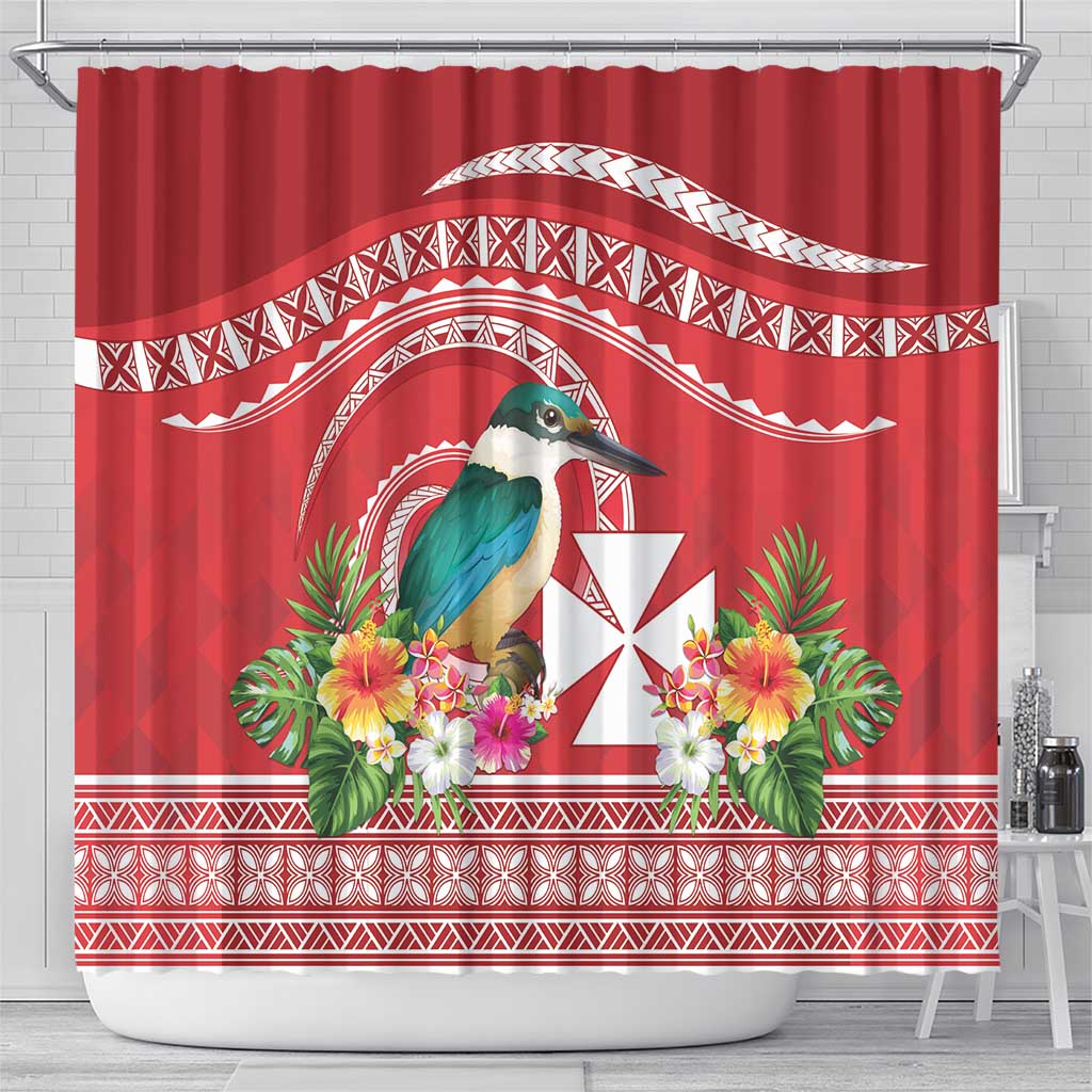 Wallis et Futuna Kingfisher Shower Curtain Polynesian Tropical Flowers LT9 - Polynesian Pride