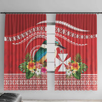 Wallis et Futuna Kingfisher Window Curtain Polynesian Tropical Flowers LT9 With Hooks Red - Polynesian Pride