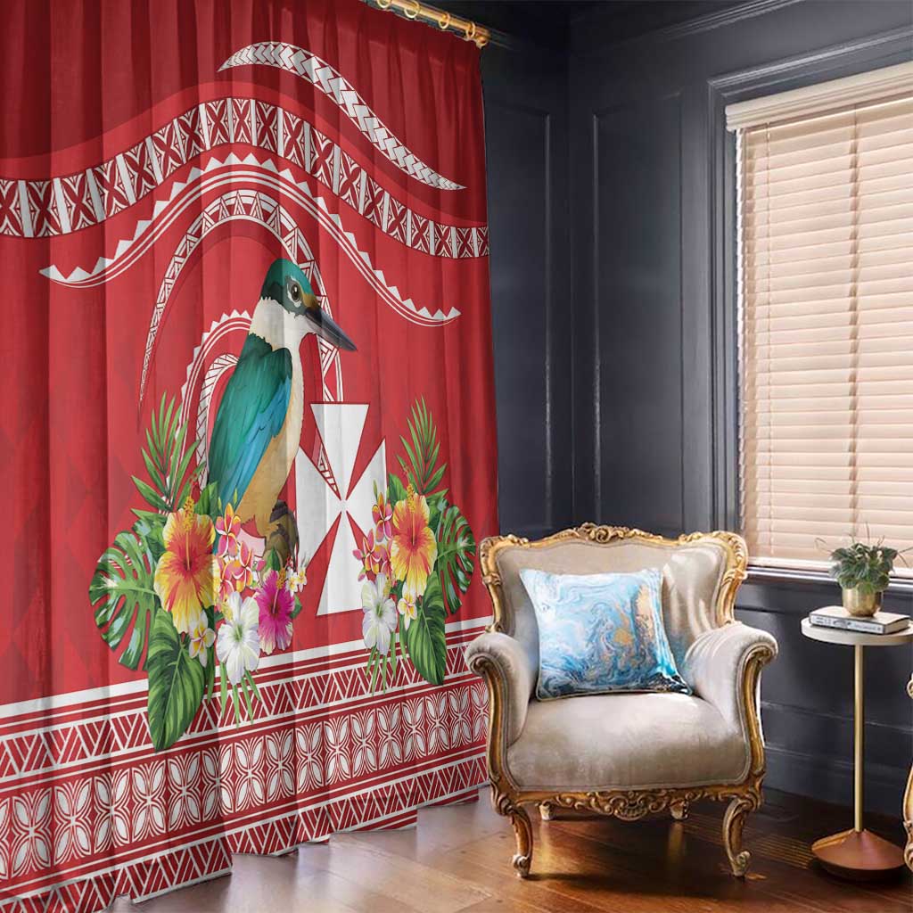 Wallis et Futuna Kingfisher Window Curtain Polynesian Tropical Flowers LT9 - Polynesian Pride