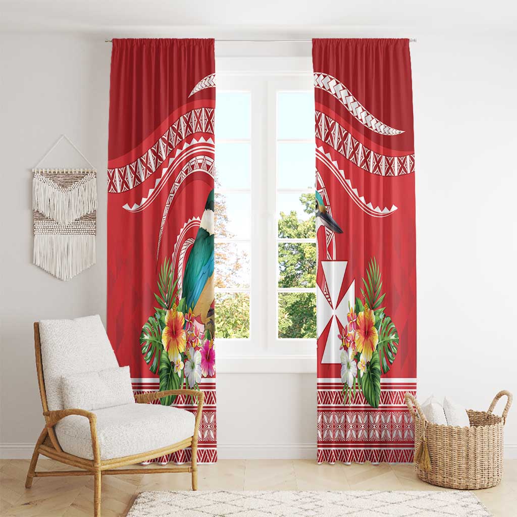 Wallis et Futuna Kingfisher Window Curtain Polynesian Tropical Flowers LT9 - Polynesian Pride