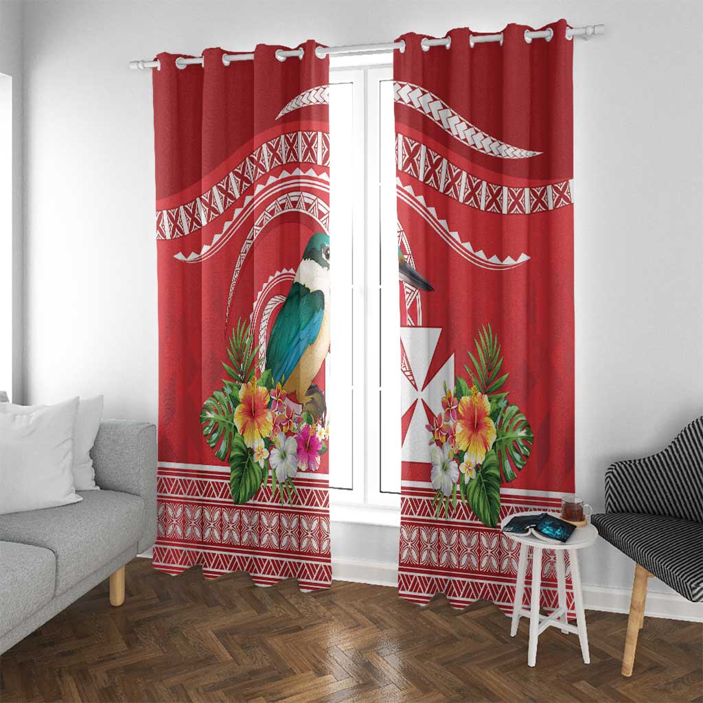 Wallis et Futuna Kingfisher Window Curtain Polynesian Tropical Flowers LT9 With Grommets Red - Polynesian Pride