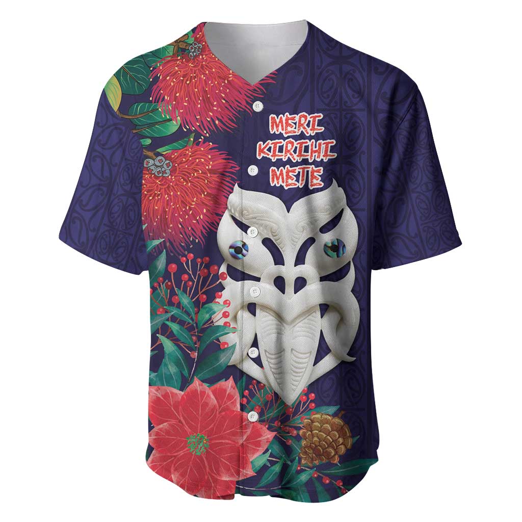 Maori Wheku Meri Kirihimete Personalised Baseball Jersey All Blue Indigenous Maori Motif LT9 Blue - Polynesian Pride