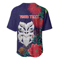 Maori Wheku Meri Kirihimete Personalised Baseball Jersey All Blue Indigenous Maori Motif LT9 - Polynesian Pride