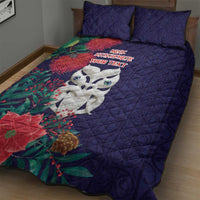 Maori Wheku Meri Kirihimete Personalised Quilt Bed Set All Blue Indigenous Maori Motif LT9 - Polynesian Pride