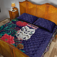 Maori Wheku Meri Kirihimete Personalised Quilt Bed Set All Blue Indigenous Maori Motif LT9 - Polynesian Pride