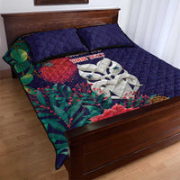 Maori Wheku Meri Kirihimete Personalised Quilt Bed Set All Blue Indigenous Maori Motif LT9 - Polynesian Pride
