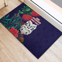 Maori Wheku Meri Kirihimete Personalised Rubber Doormat All Blue Indigenous Maori Motif LT9 - Polynesian Pride