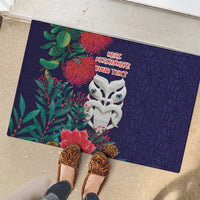 Maori Wheku Meri Kirihimete Personalised Rubber Doormat All Blue Indigenous Maori Motif LT9 - Polynesian Pride