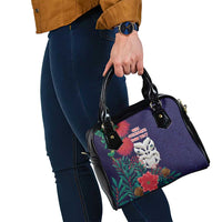Maori Wheku Meri Kirihimete Personalised Shoulder Handbag All Blue Indigenous Maori Motif LT9 - Polynesian Pride