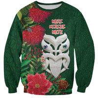 Maori Wheku Meri Kirihimete Personalised Sweatshirt All Green Indigenous Maori Motif LT9 Unisex Green - Polynesian Pride