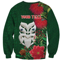 Maori Wheku Meri Kirihimete Personalised Sweatshirt All Green Indigenous Maori Motif LT9 - Polynesian Pride