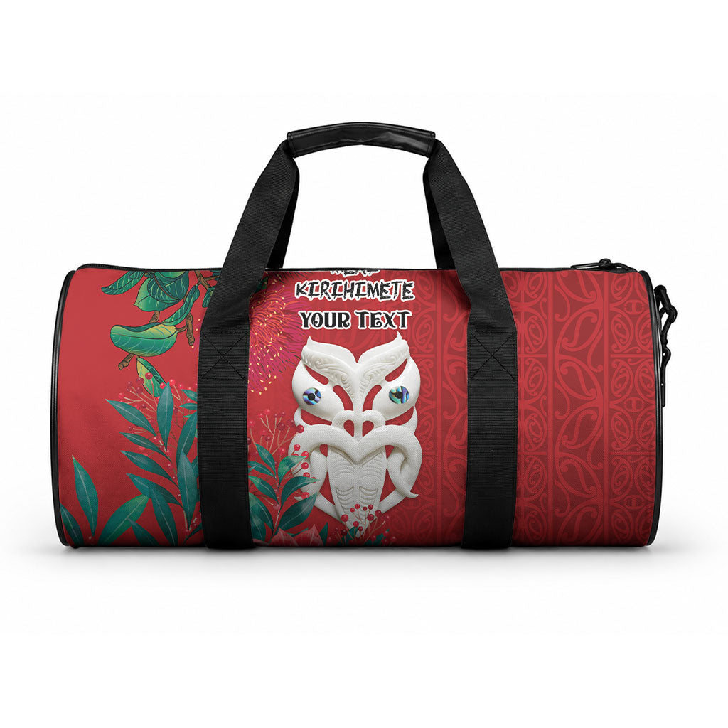Maori Wheku Meri Kirihimete Personalised Duffle Bag All Red Indigenous Maori Motif LT9 One size Red - Polynesian Pride