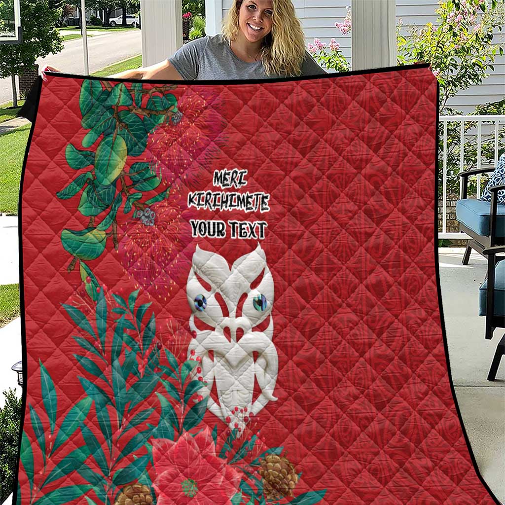 Maori Wheku Meri Kirihimete Personalised Quilt All Red Indigenous Maori Motif LT9 Red - Polynesian Pride
