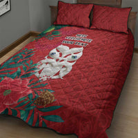 Maori Wheku Meri Kirihimete Personalised Quilt Bed Set All Red Indigenous Maori Motif LT9 - Polynesian Pride