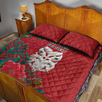 Maori Wheku Meri Kirihimete Personalised Quilt Bed Set All Red Indigenous Maori Motif LT9 - Polynesian Pride