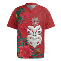 Maori Wheku Meri Kirihimete Personalised Rugby Jersey All Red Indigenous Maori Motif LT9 Red - Polynesian Pride