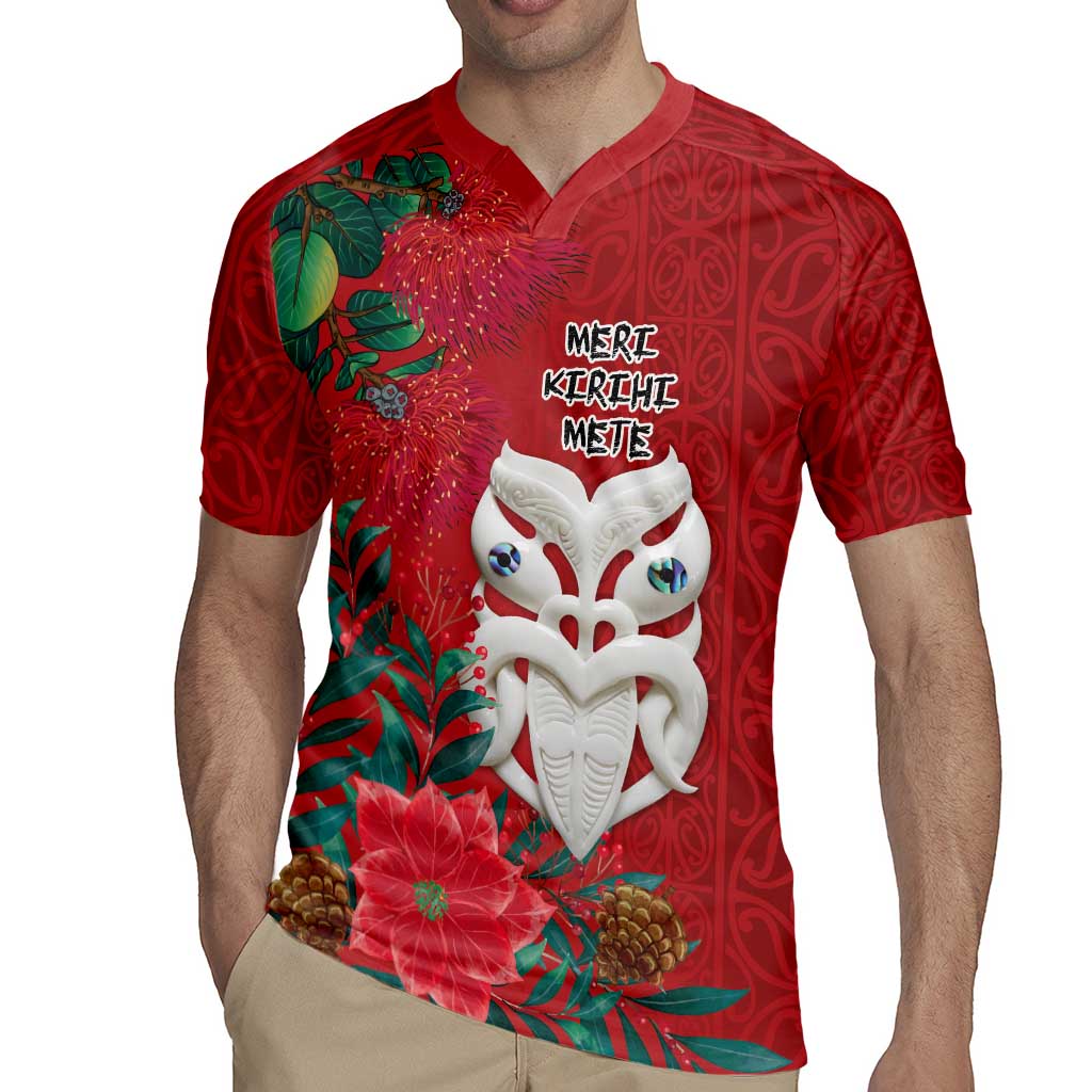 Maori Wheku Meri Kirihimete Personalised Rugby Jersey All Red Indigenous Maori Motif LT9 - Polynesian Pride