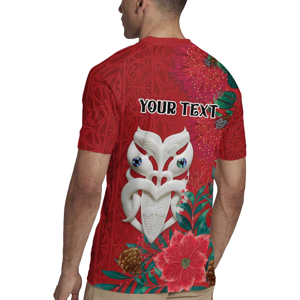 Maori Wheku Meri Kirihimete Personalised Rugby Jersey All Red Indigenous Maori Motif LT9 - Polynesian Pride
