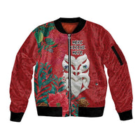 Maori Wheku Meri Kirihimete Personalised Sleeve Zip Bomber Jacket All Red Indigenous Maori Motif LT9 Unisex Red - Polynesian Pride