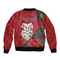 Maori Wheku Meri Kirihimete Personalised Sleeve Zip Bomber Jacket All Red Indigenous Maori Motif LT9 - Polynesian Pride