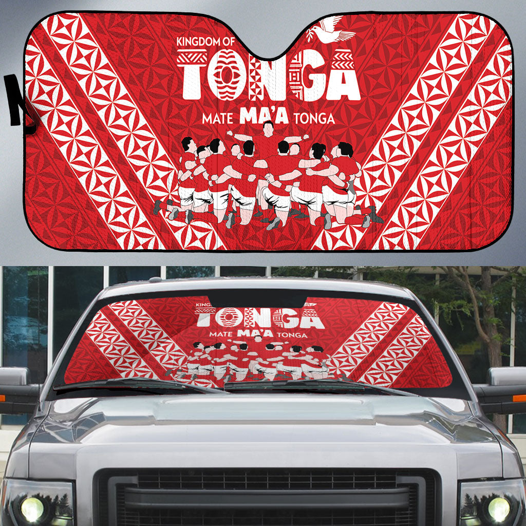 Mate Ma'a Tonga Auto Sun Shade Tongan Sipi Tau Ngatu Inspired Red LT9 Red - Polynesian Pride