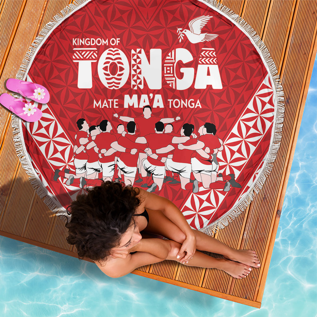 Mate Ma'a Tonga Beach Blanket Tongan Sipi Tau Ngatu Inspired Red LT9 - Polynesian Pride