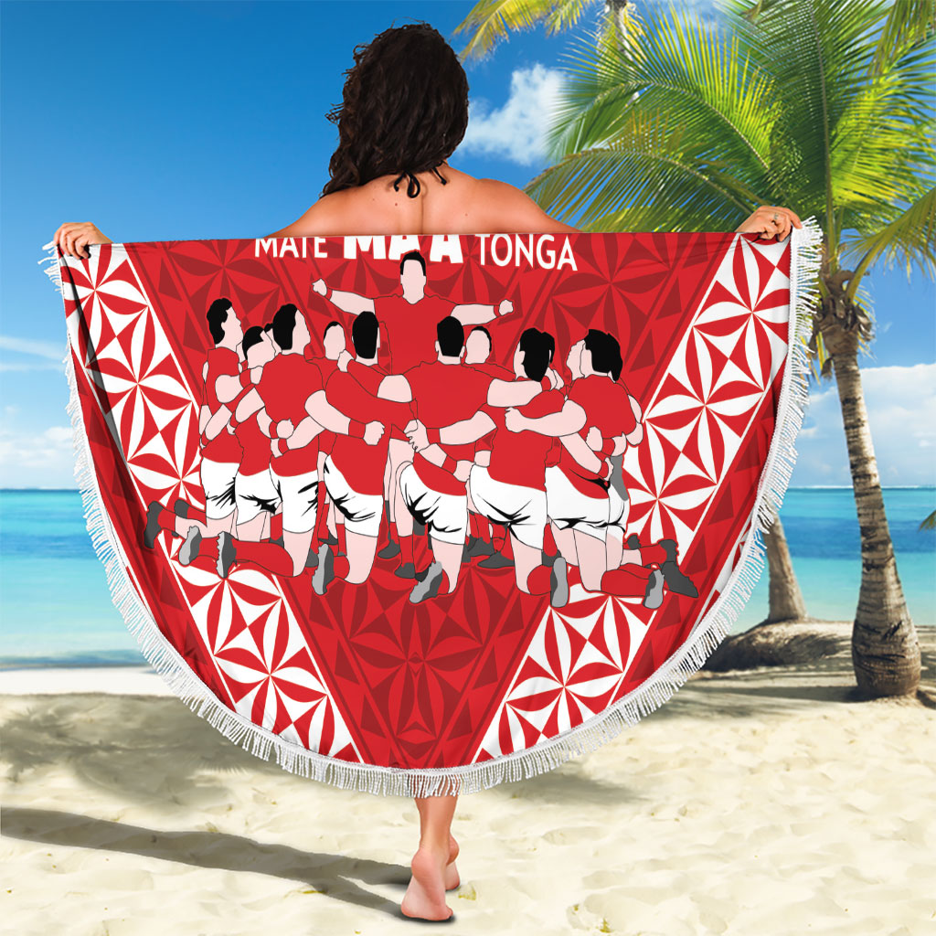 Mate Ma'a Tonga Beach Blanket Tongan Sipi Tau Ngatu Inspired Red LT9 - Polynesian Pride
