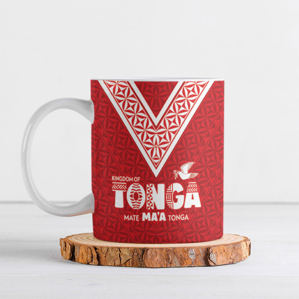 Mate Ma'a Tonga Ceramic Mug Tongan Sipi Tau Ngatu Inspired Red LT9 Red - Polynesian Pride