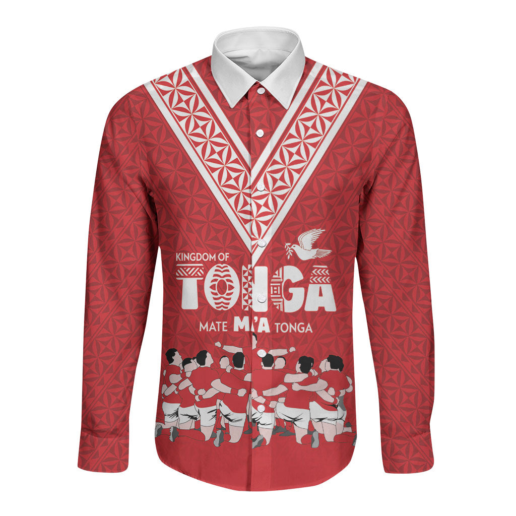 Mate Ma'a Tonga Custom Long Sleeve Button Shirt Tongan Sipi Tau Ngatu Inspired Red LT9 Unisex Red - Polynesian Pride