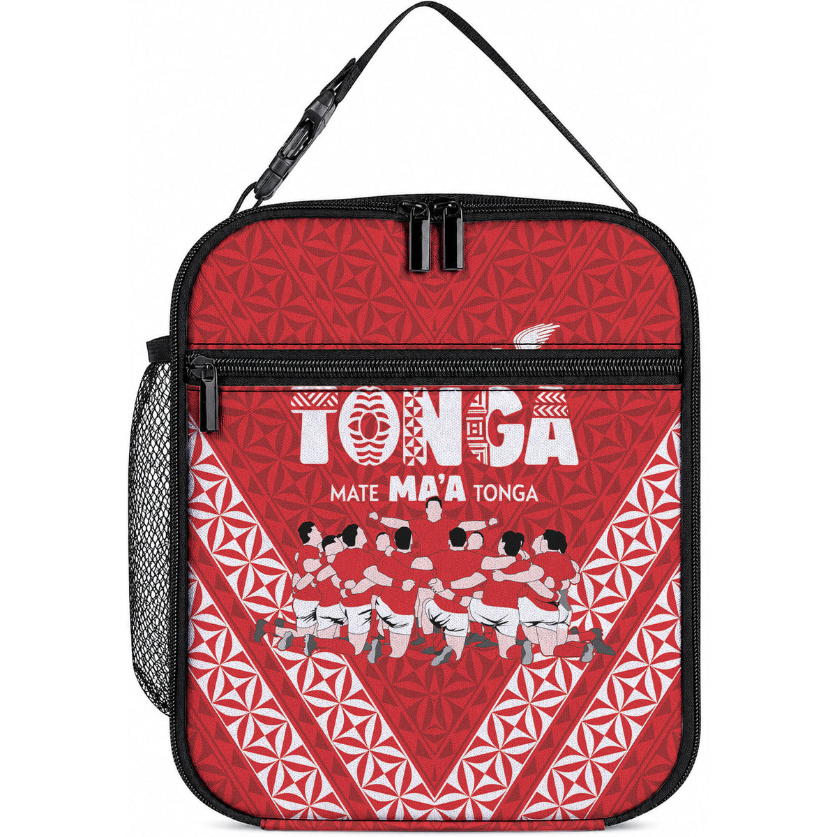 Mate Ma'a Tonga Lunch Bag Tongan Sipi Tau Ngatu Inspired Red LT9 10.2 × 8.3 × 4.3 inch Red - Polynesian Pride
